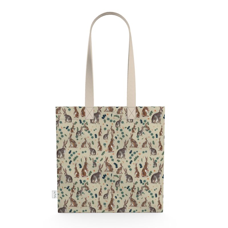 Organic Tote Shopping Bag With Hares