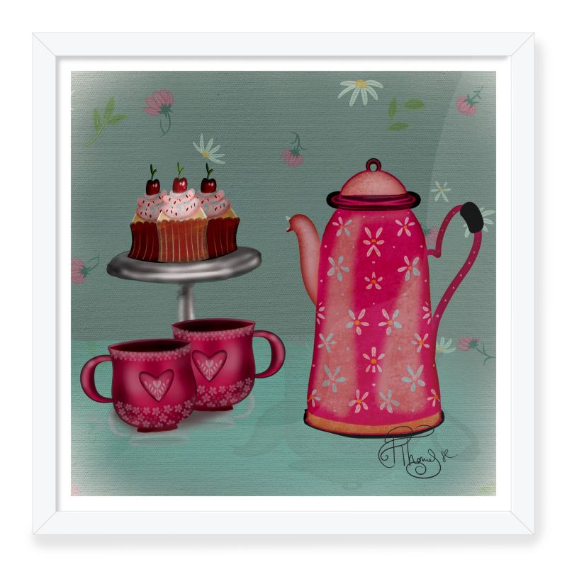 February Tea for Two!  An illustration by Rebecca Thomas