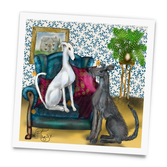 Galgos in The Drawing Room Square Photo Prints