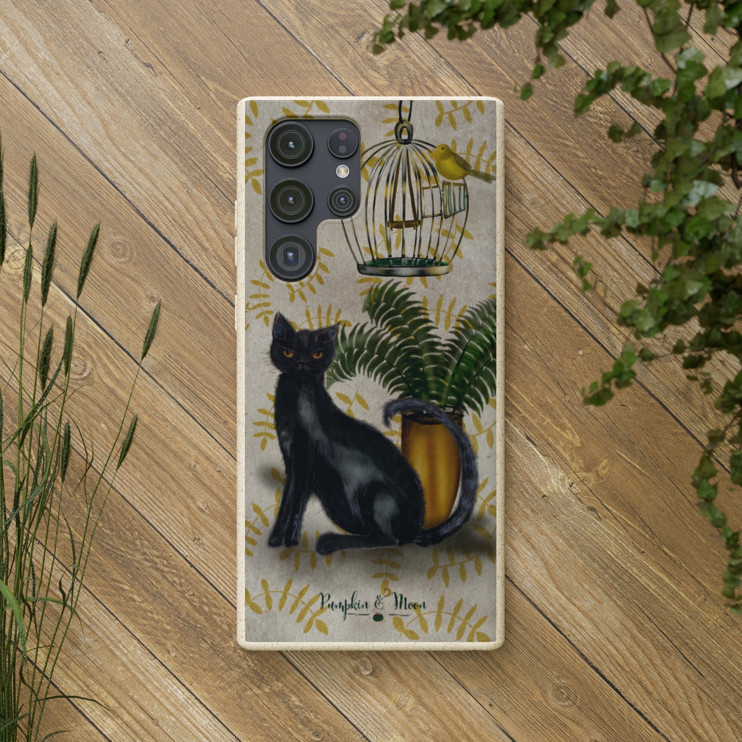 Eco-Friendly Biodegradable Phone Case with Charming Cat Design