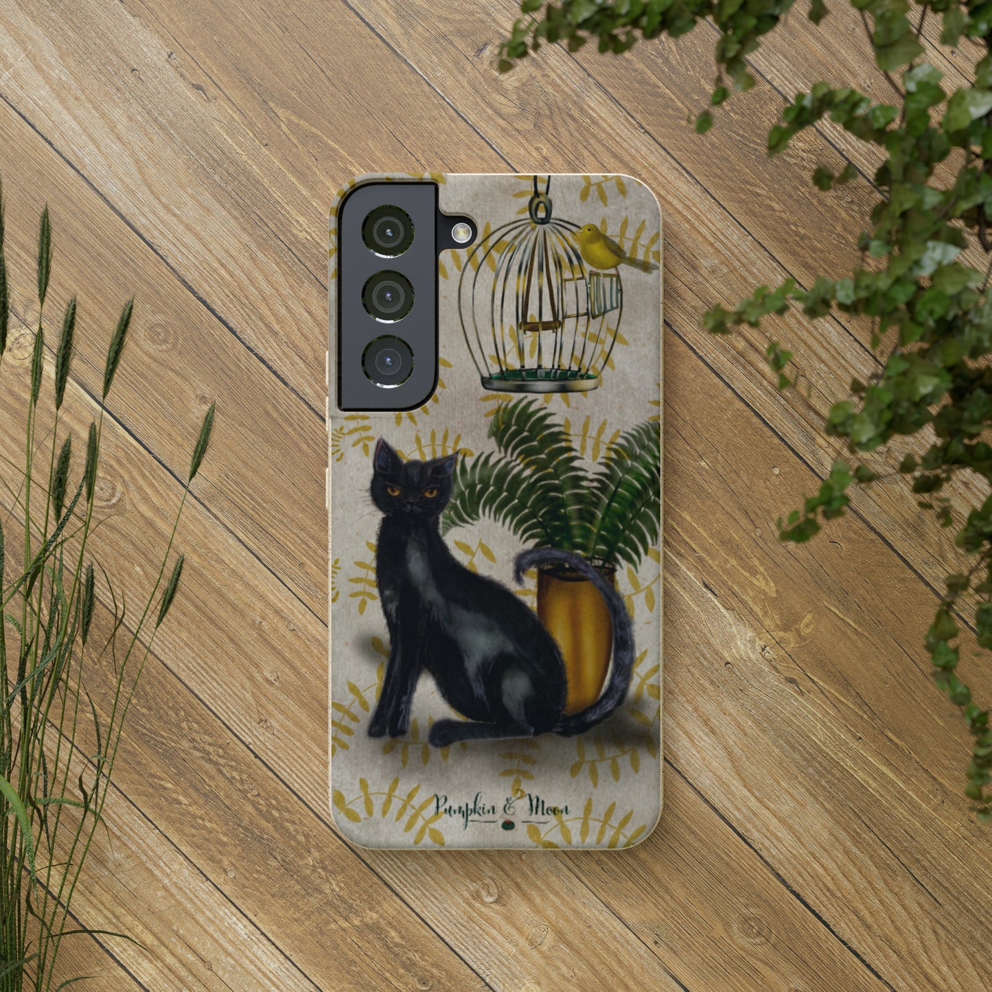 Eco-Friendly Biodegradable Phone Case with Charming Cat Design